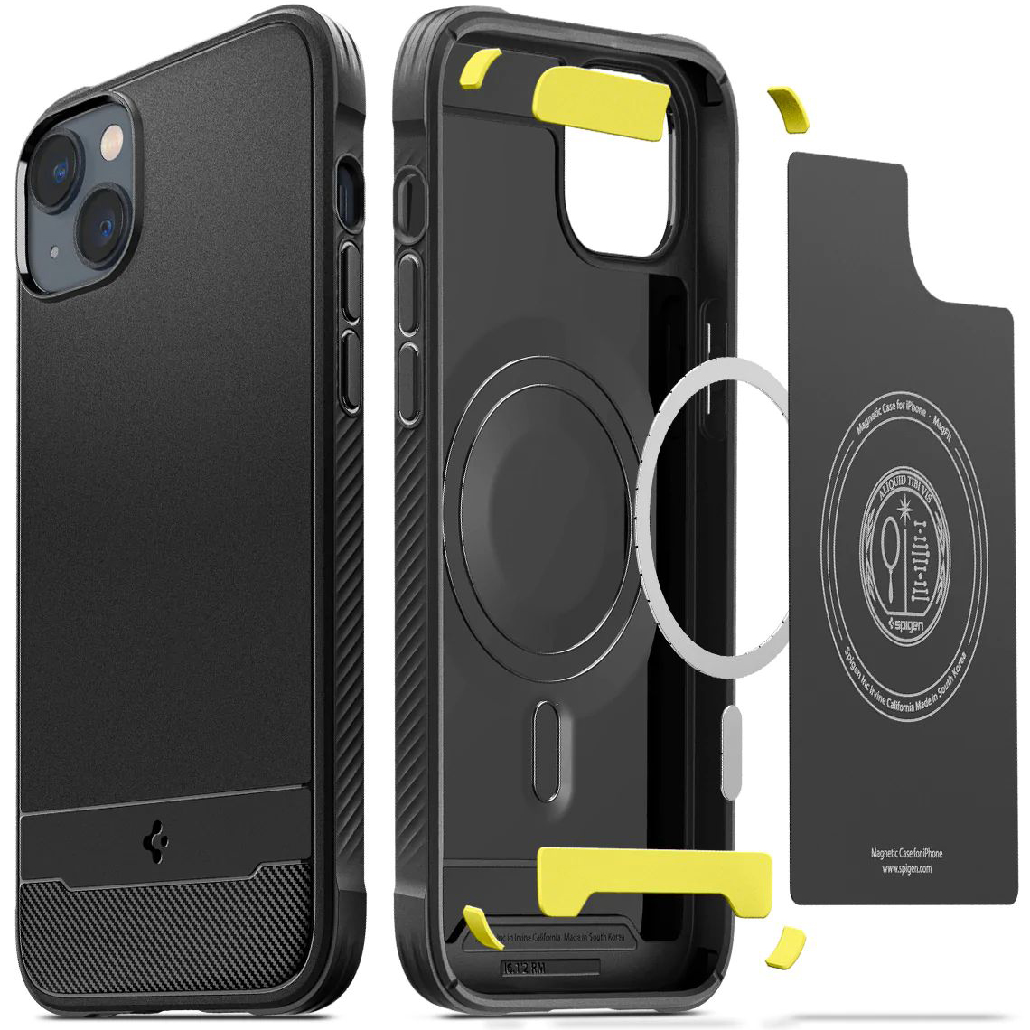 Etui pancerne Spigen Rugged Armor Mag MagSafe MagFit do iPhone 14, czarne matowe